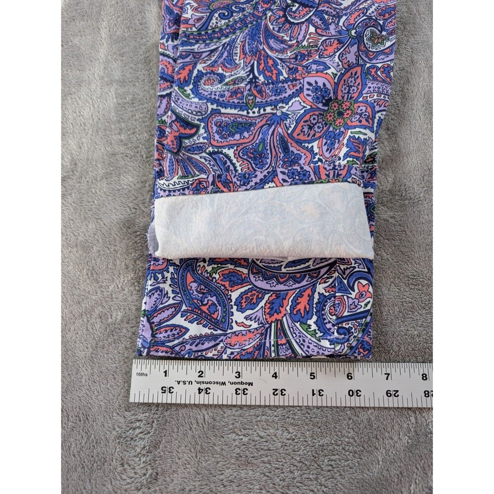 Isaac Mizrahi Live Pants Womens 8P Purple Paisley Crop Pull On Stretch Capri - Picture 10 of 10